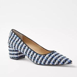 Elegant Blue and Black Tweed Women's Shoes